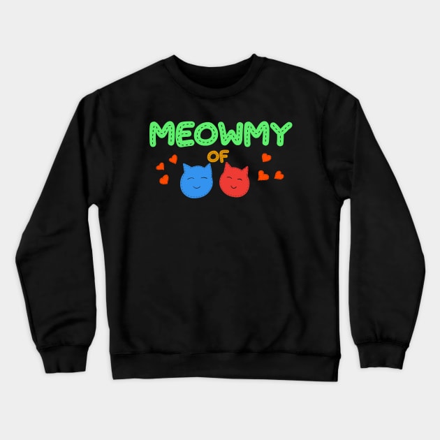 Meowmy of boy and girl Crewneck Sweatshirt by Erena Samohai